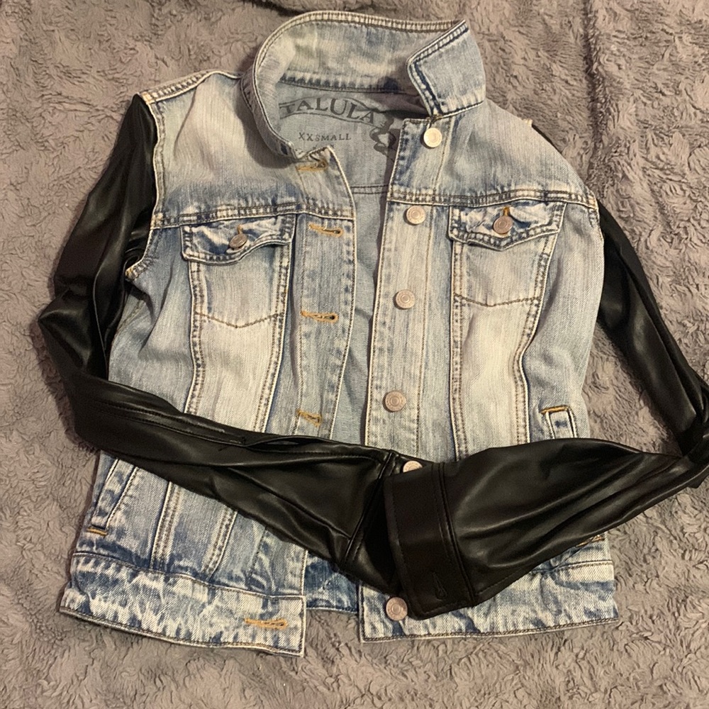 Talula Denim/vegan Leather jean jacket, small CB